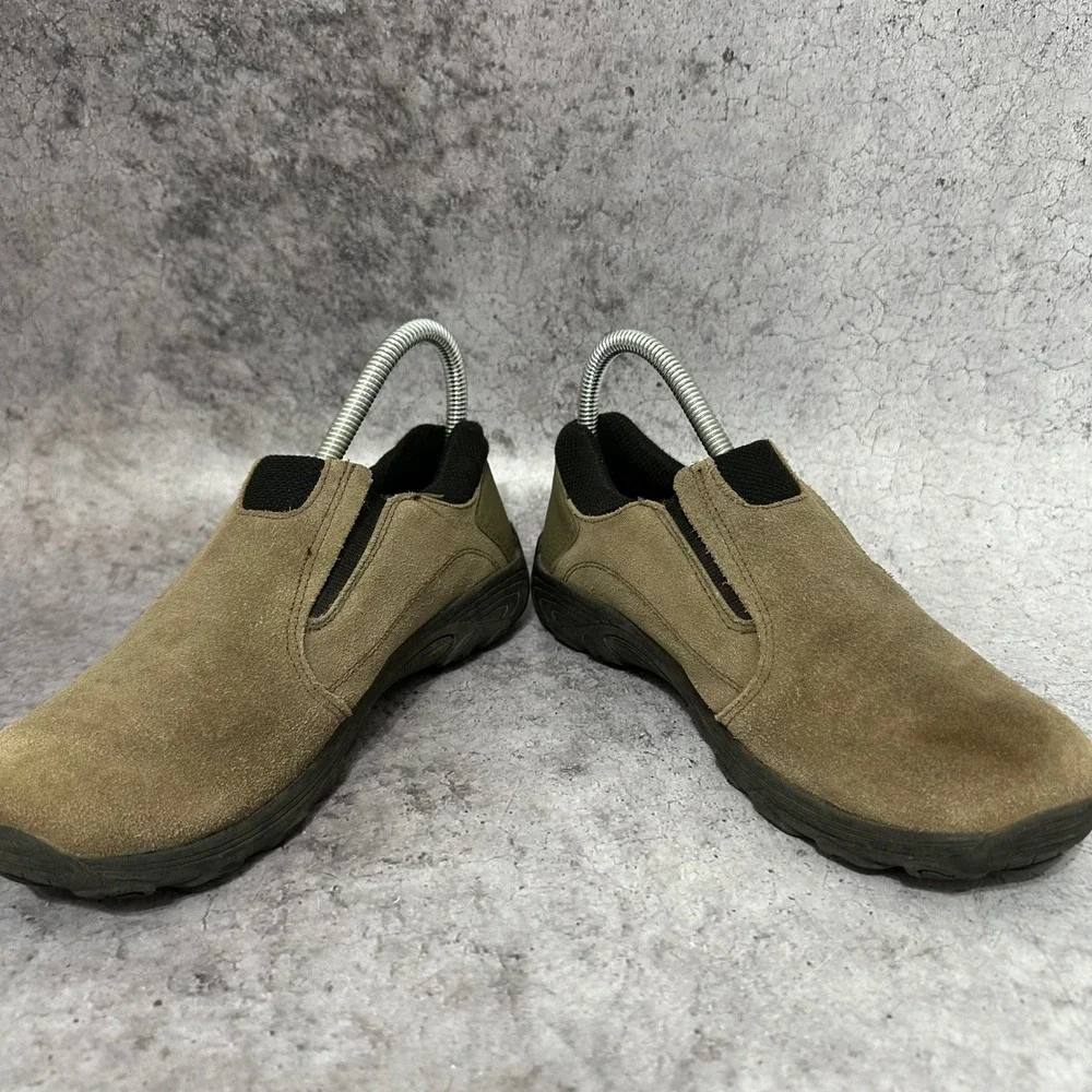 Merrell Novica Moc Kids 4.5W Brown Suede Leather Slip On Loafers Shoes